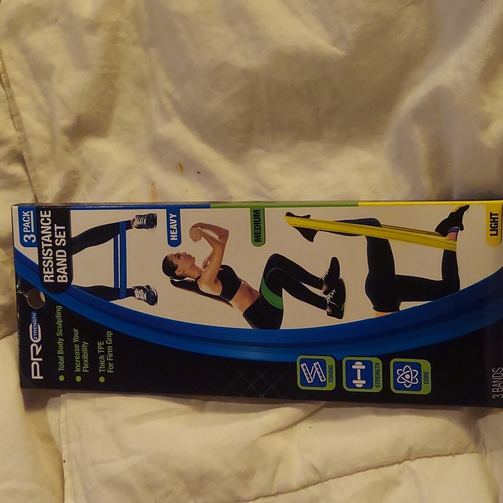 NEW Pro Strength 3pk Exercise bands resistance training with Light-Med-Heavy